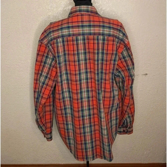 GH Bass & Co Men’s red plaid long sleeve button down shirt sz L - Picture 4 of 6